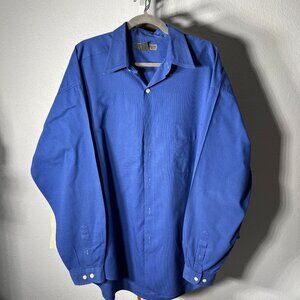 Le Collezioni Structure 100% Cotton Blue Long-Sleeve Button-Up SZ Lrg